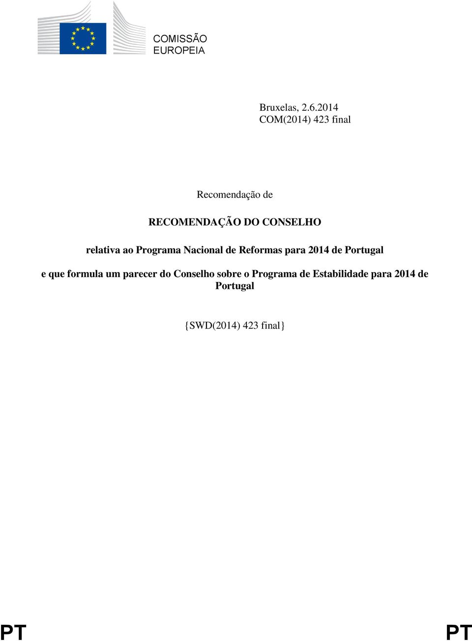 relativa ao Programa Nacional de Reformas para 2014 de Portugal e que