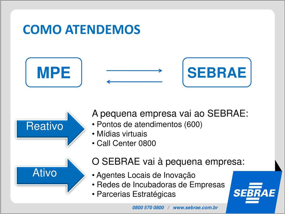 Center 0800 O SEBRAE vai à pequena empresa: Agentes Locais de