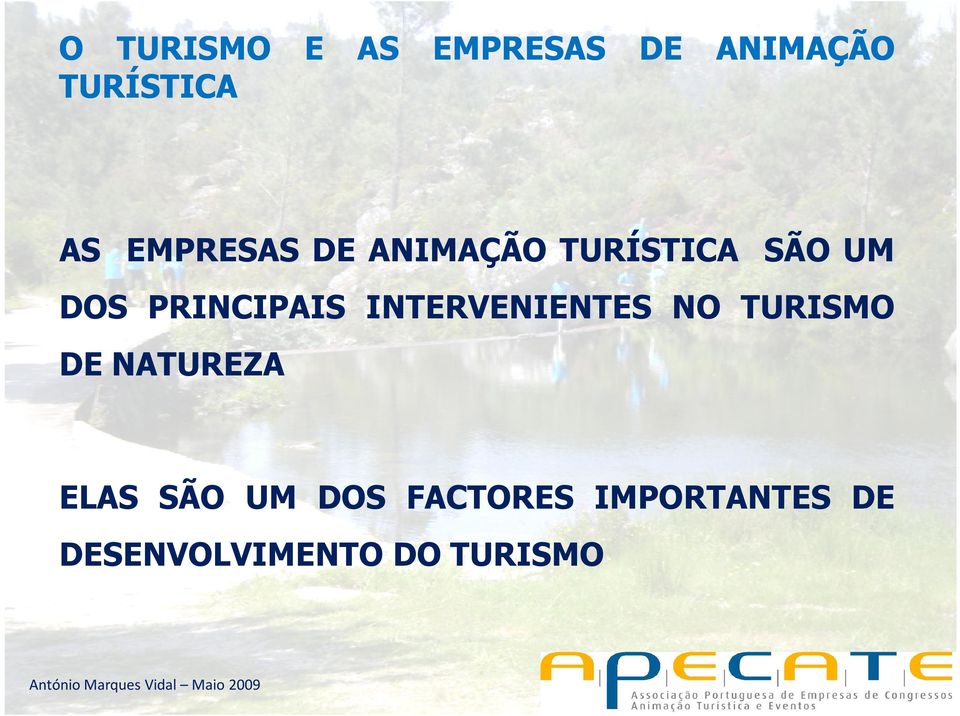 PRINCIPAIS INTERVENIENTES NO TURISMO DE NATUREZA