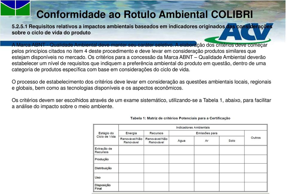 seletivo. A elaboração dos critérios deve começar pelos princípios citados no item 4 deste procedimento e deve levar em consideração produtos similares que estejam disponíveis no mercado.