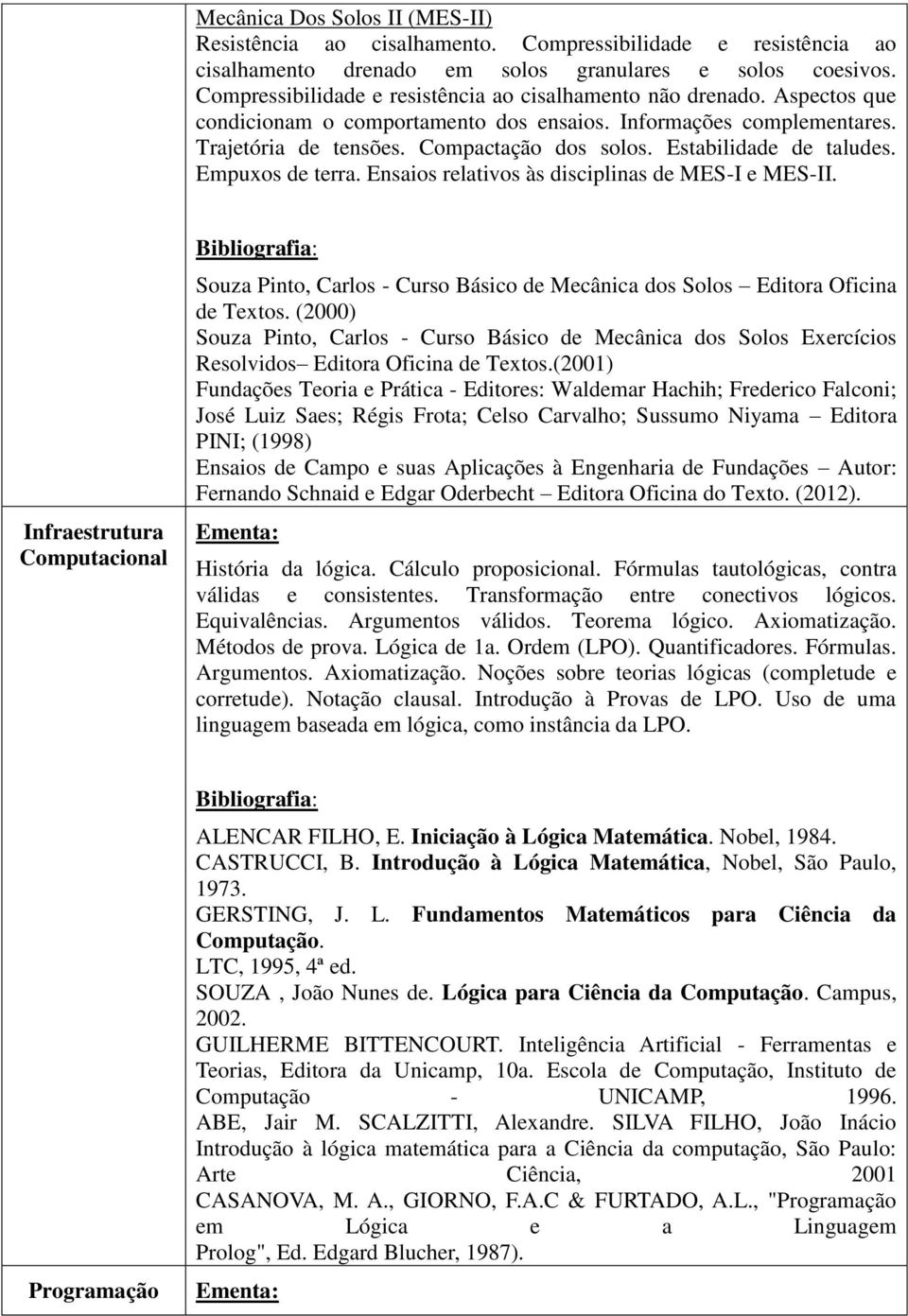 Estabilidade de taludes. Empuxos de terra. Ensaios relativos às disciplinas de MES-I e MES-II.