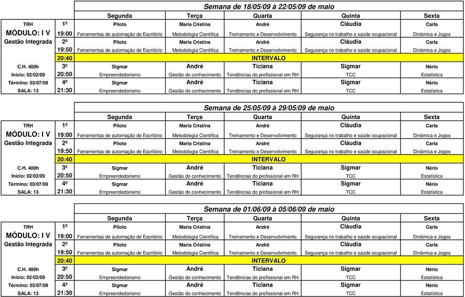 ocupacional Dinâmica e Jogos Metodologia Cientifica Treinamento e Desenvolvimento Segurança no trabalho e saúde ocupacional Dinâmica e Jogos Semana de 01/06/09 à 05/06/09 de maio Metodologia