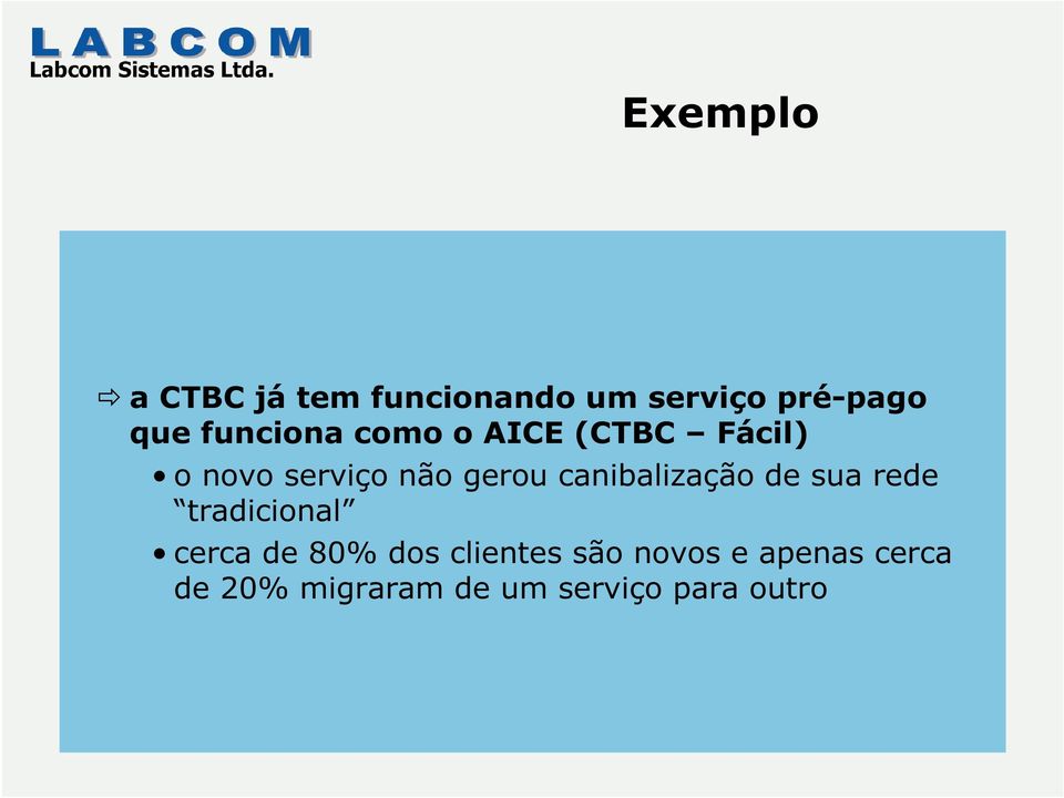 canibalização de sua rede tradicional cerca de 80% dos