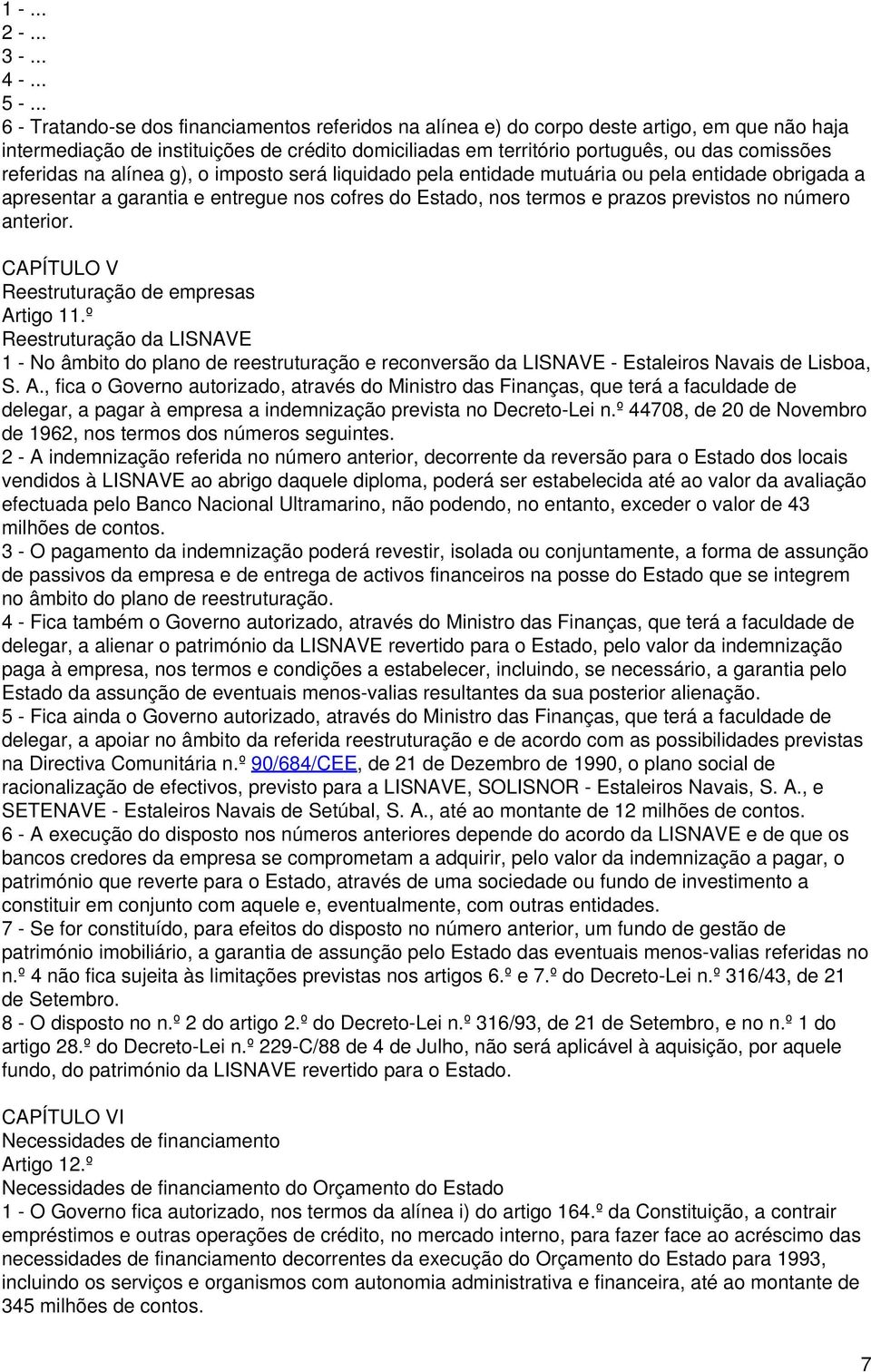 anterior. CAPÍTULO V Reestruturação de empresas Ar