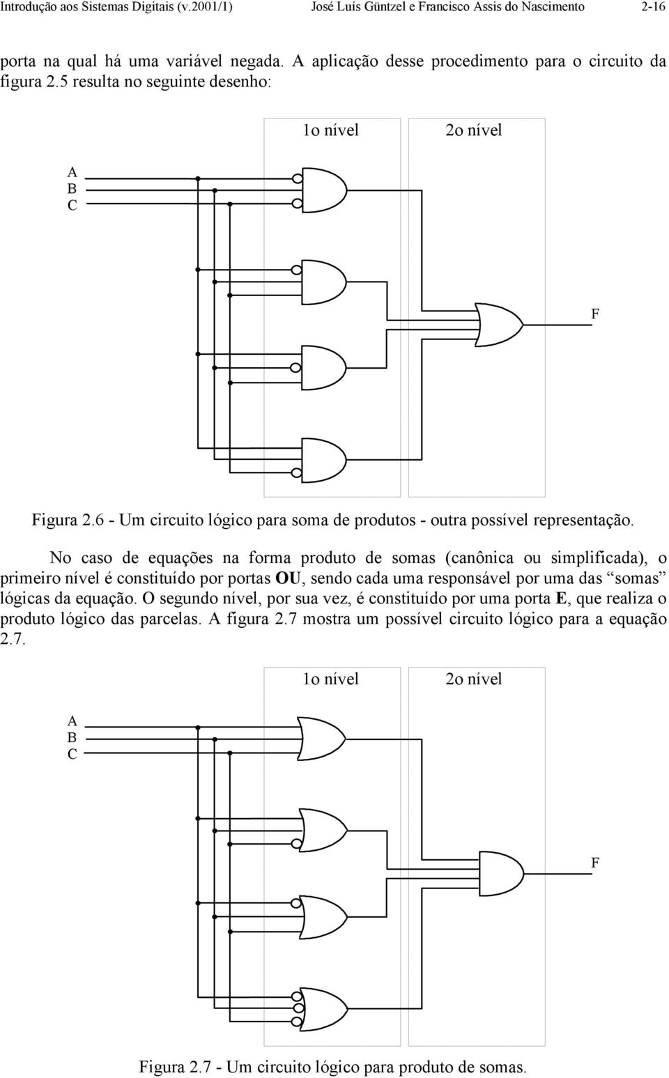 6 - Um circuito lógico para soma de produtos - outra possível representação.