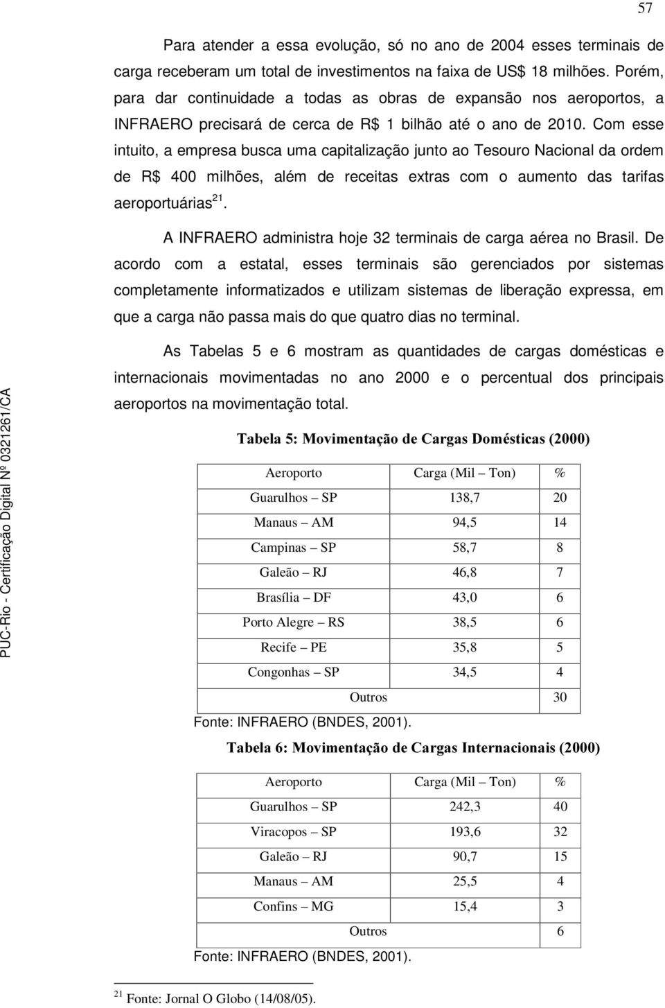 Com esse intuito, a empresa busca uma capitalização junto ao Tesouro Nacional da ordem de R$ 400 milhões, além de receitas extras com o aumento das tarifas aeroportuárias 21.