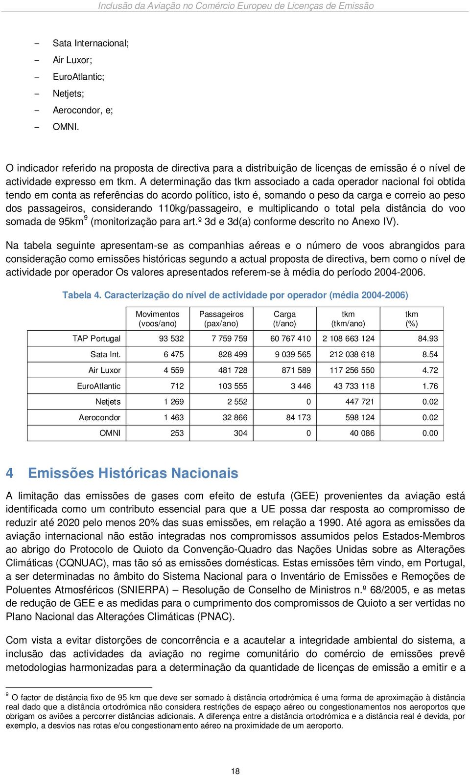 A determinação das tkm associado a cada operador nacional foi obtida tendo em conta as referências do acordo político, isto é, somando o peso da carga e correio ao peso dos passageiros, considerando