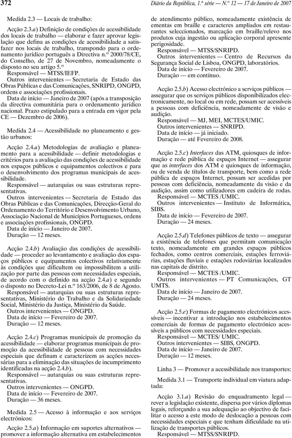 o 2000/78/CE, do Conselho, de 27 de Novembro, nomeadamente o disposto no seu artigo 5. o Responsável MTSS/IEFP.