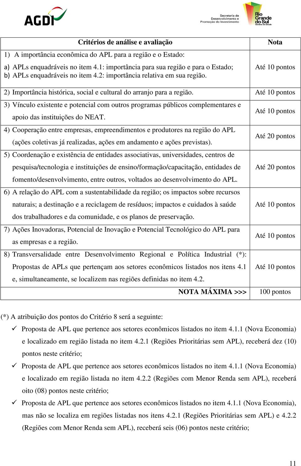 Nota Até 10 pontos 2) Importância histórica, social e cultural do arranjo para a região.