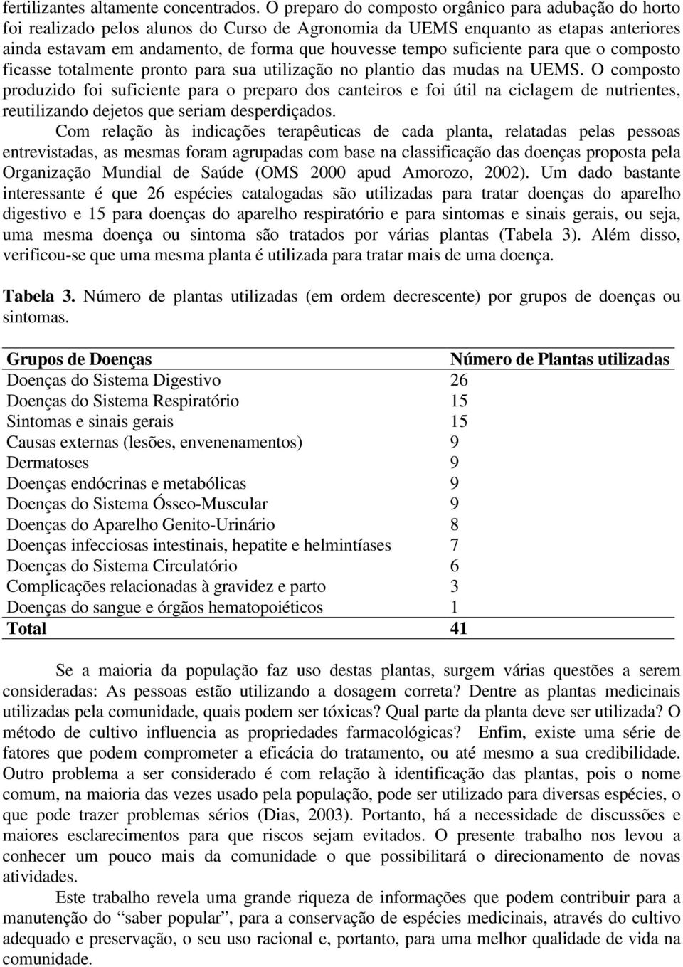 suficiente para que o composto ficasse totalmente pronto para sua utilização no plantio das mudas na UEMS.