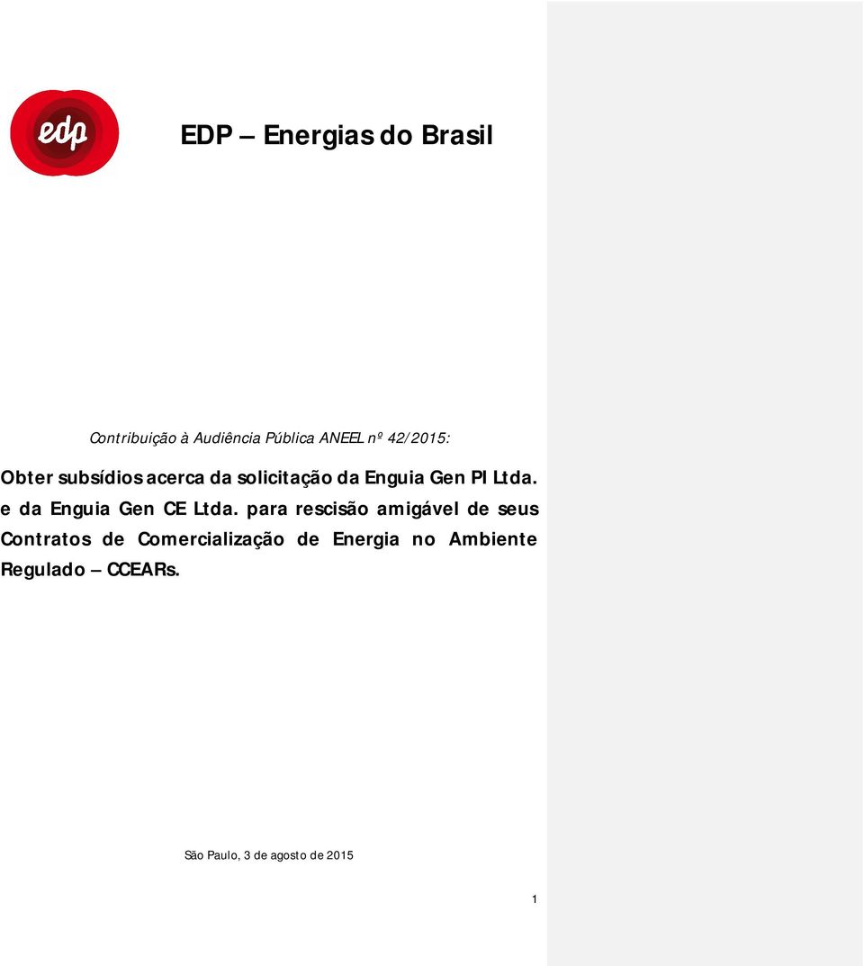 e da Enguia Gen CE Ltda.