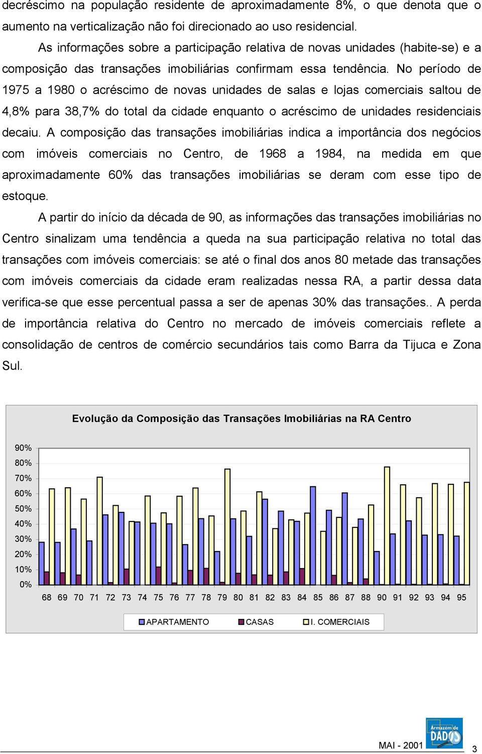 No período de 1975 a 1980 o acréscimo de novas unidades de salas e lojas comerciais saltou de 4,8% para 38,7% do total da cidade enquanto o acréscimo de unidades residenciais decaiu.