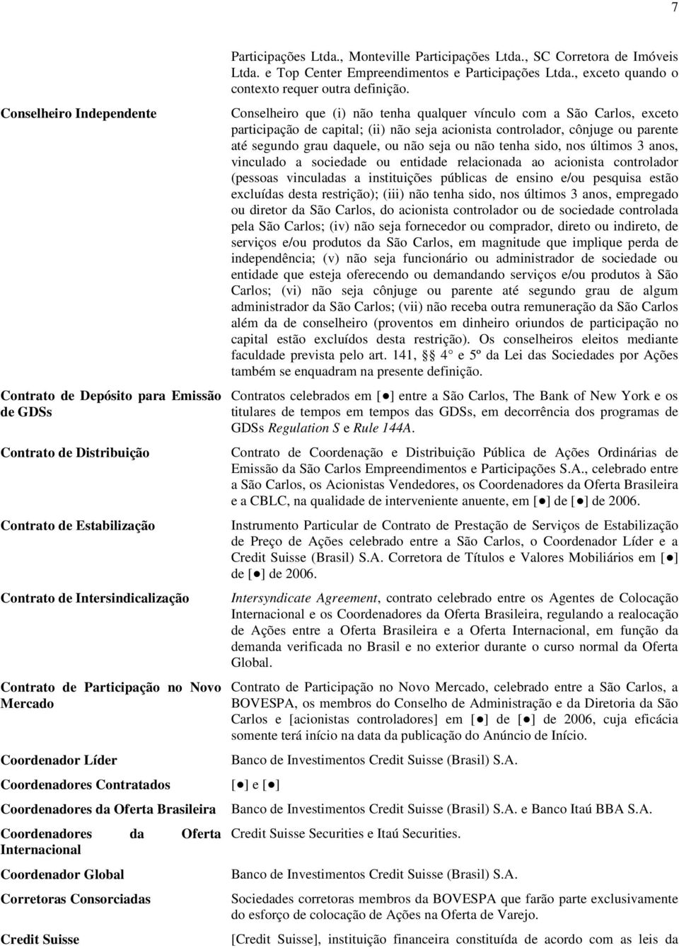 , Monteville Participações Ltda., SC Corretora de Imóveis Ltda. e Top Center Empreendimentos e Participações Ltda., exceto quando o contexto requer outra definição.