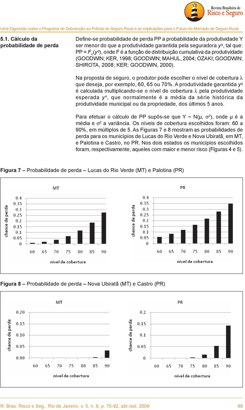 F é a função de distribuição cumulativa da produtividade (GOODWIN; KER, 1998; GOODWIN; MAHUL, 2004; OZAKI; GOODWIN; SHIROTA, 2008; KER; GOODWIN, 2000).