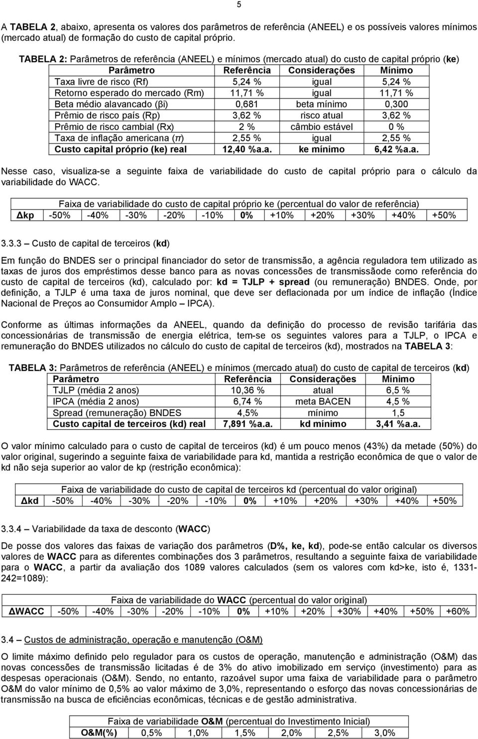 esperado do mercado (Rm) 11,71 % igual 11,71 % Beta médio alavancado (βi) 0,681 beta mínimo 0,300 Prêmio de risco país (Rp) 3,62 % risco atual 3,62 % Prêmio de risco cambial (Rx) 2 % câmbio estável 0