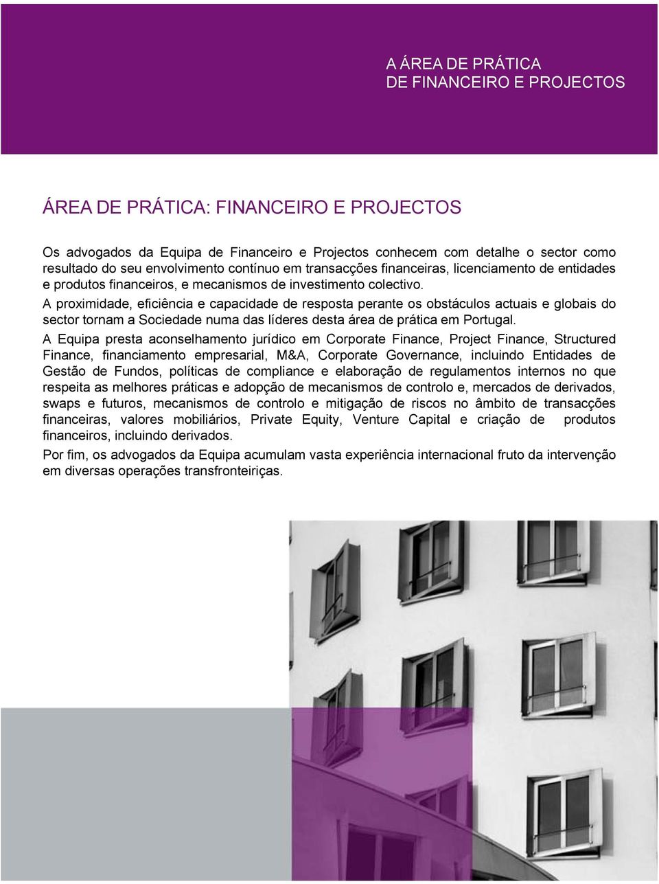 A proximidade, eficiência e capacidade de resposta perante os obstáculos actuais e globais do sector tornam a Sociedade numa das líderes desta área de prática em Portugal.