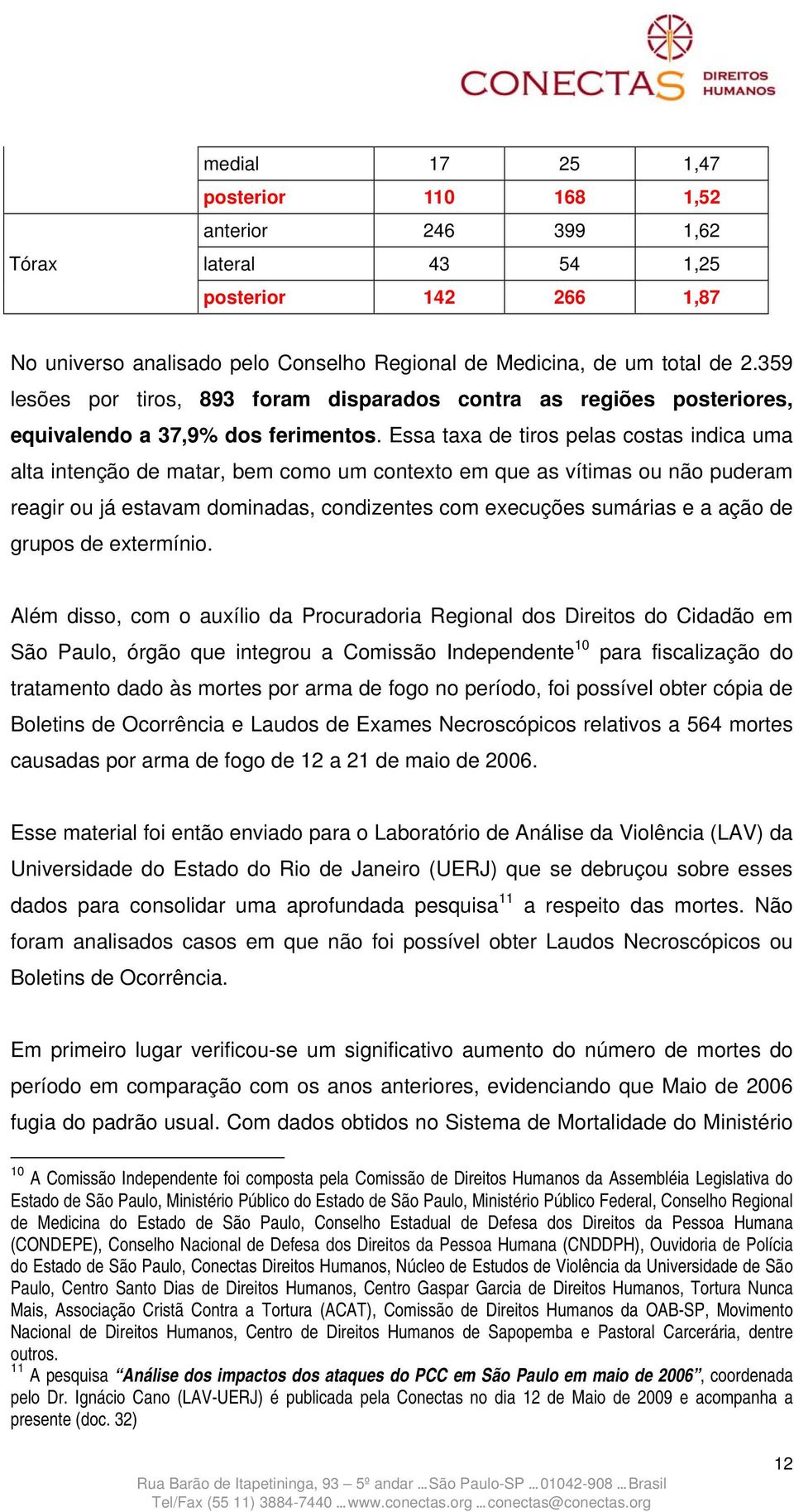 Essa taxa de tiros pelas costas indica uma alta intenção de matar, bem como um contexto em que as vítimas ou não puderam reagir ou já estavam dominadas, condizentes com execuções sumárias e a ação de