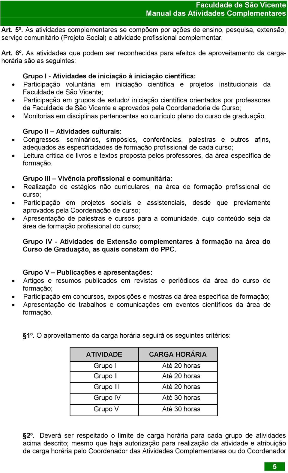 iniciação científica e projetos institucionais da Faculdade de São Vicente; Participação em grupos de estudo/ iniciação científica orientados por professores da Faculdade de São Vicente e aprovados