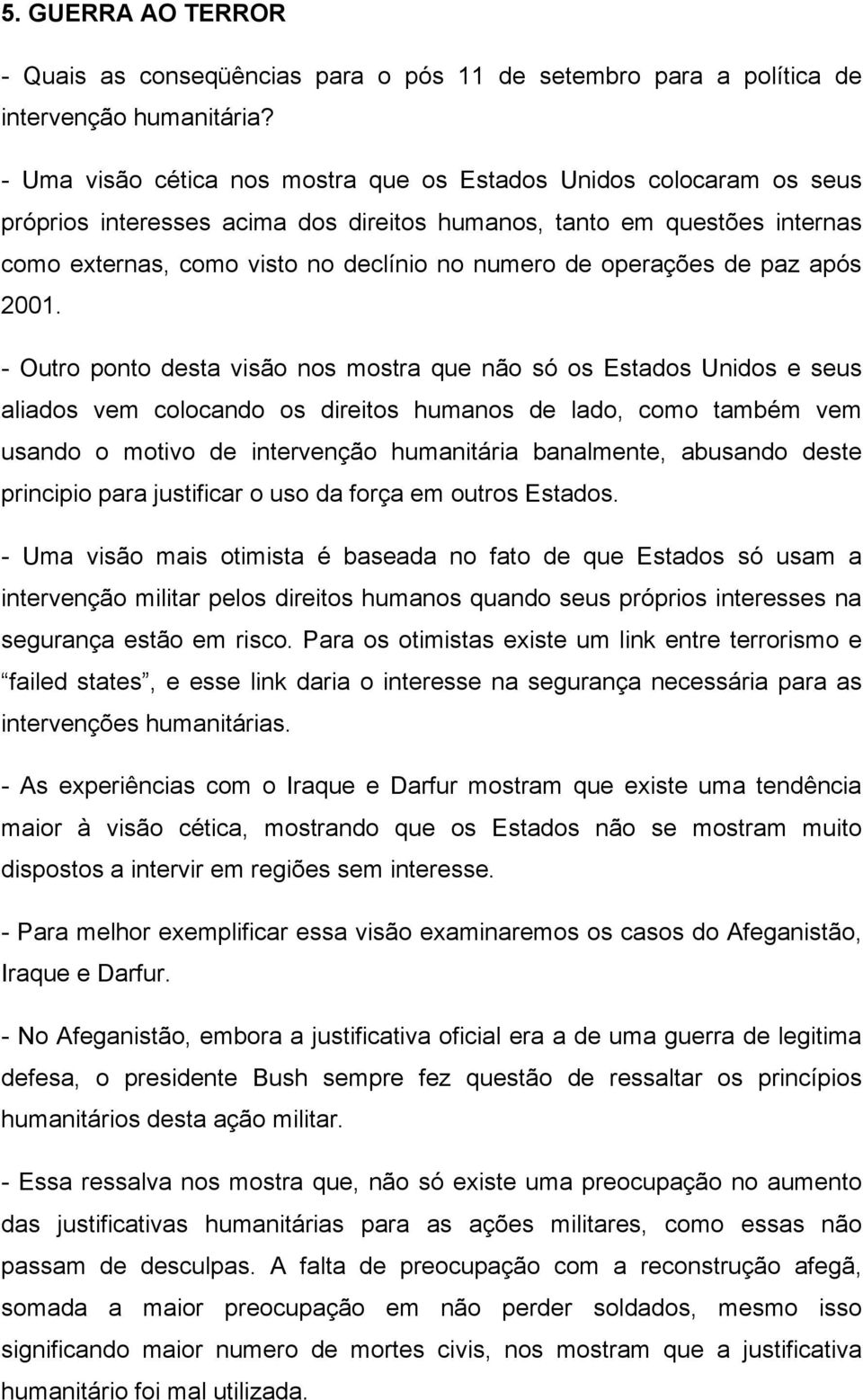 operações de paz após 2001.