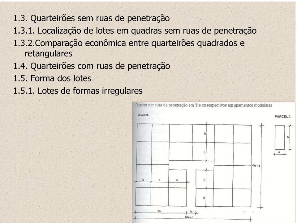 retangulares 1.4. Quarteirões com ruas de penetração 1.5.