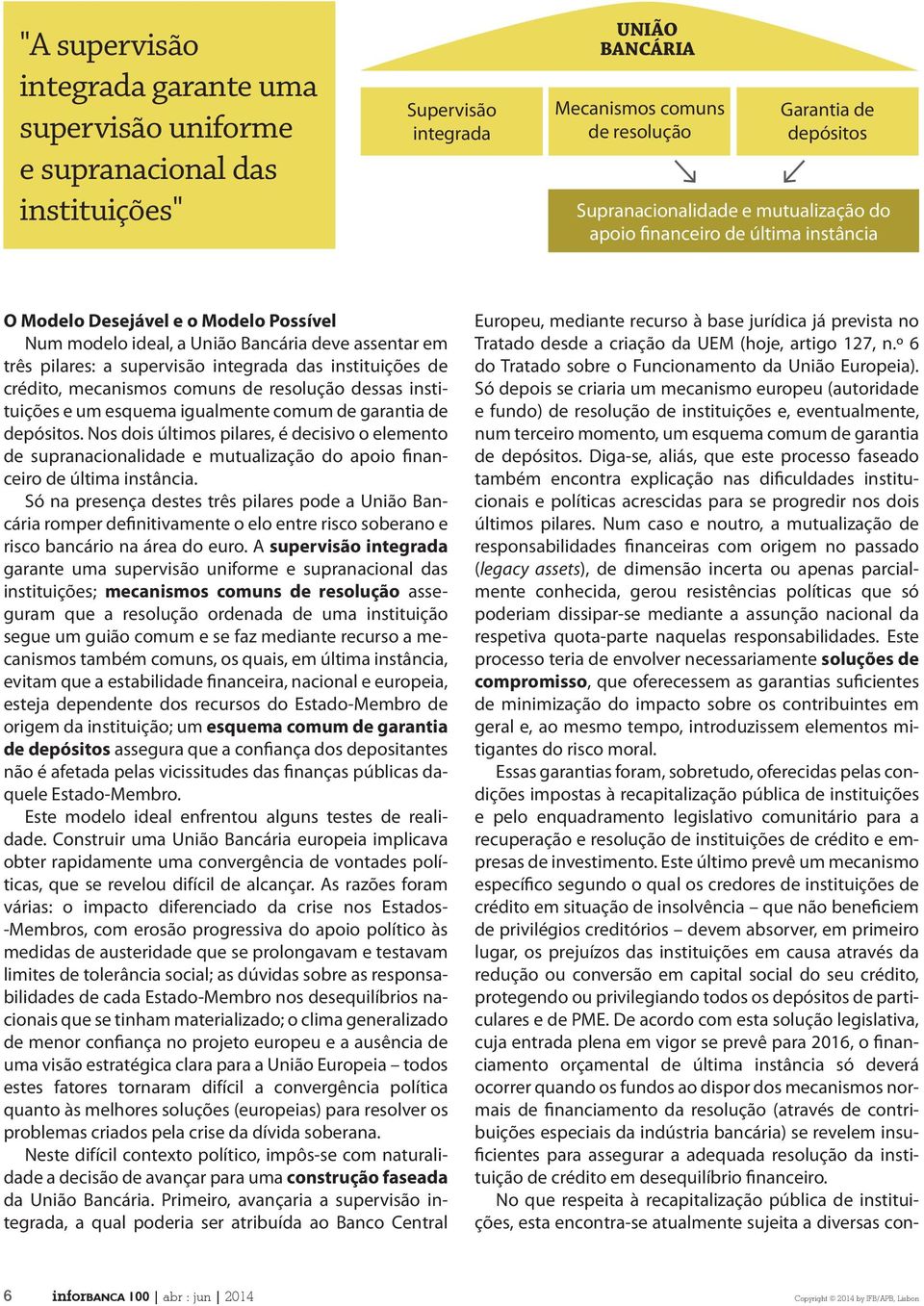 de crédito, mecanismos comuns de resolução dessas instituições e um esquema igualmente comum de garantia de depósitos.