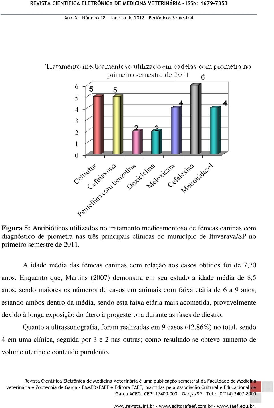 Enquanto que, Martins (2007) demonstra em seu estudo a idade média de 8,5 anos, sendo maiores os números de casos em animais com faixa etária de 6 a 9 anos, estando ambos dentro da média, sendo esta