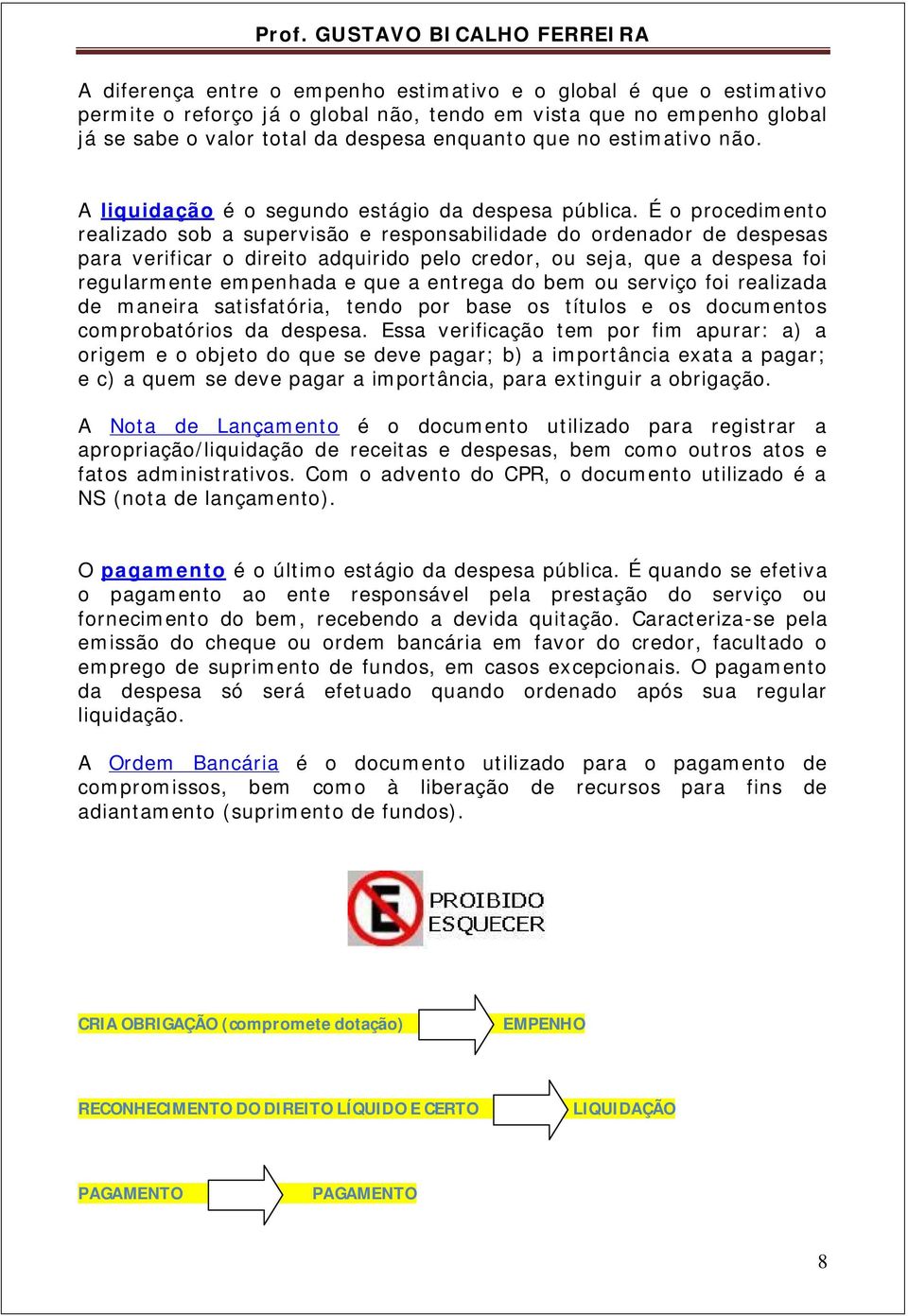 É o procedimento realizado sob a supervisão e responsabilidade do ordenador de despesas para verificar o direito adquirido pelo credor, ou seja, que a despesa foi regularmente empenhada e que a