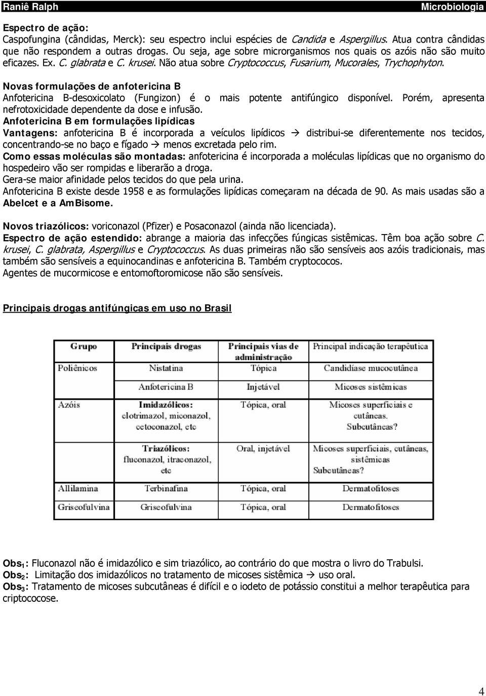 Novas formulações de anfotericina B Anfotericina B-desoxicolato (Fungizon) é o mais potente antifúngico disponível. Porém, apresenta nefrotoxicidade dependente da dose e infusão.