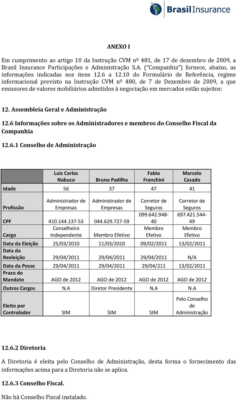 10 do Formulário de Referência, regime informacional previsto na Instrução CVM nº 480, de 7 de Dezembro de 2009, a que emissores de valores mobiliários admitidos à negociação em mercados estão