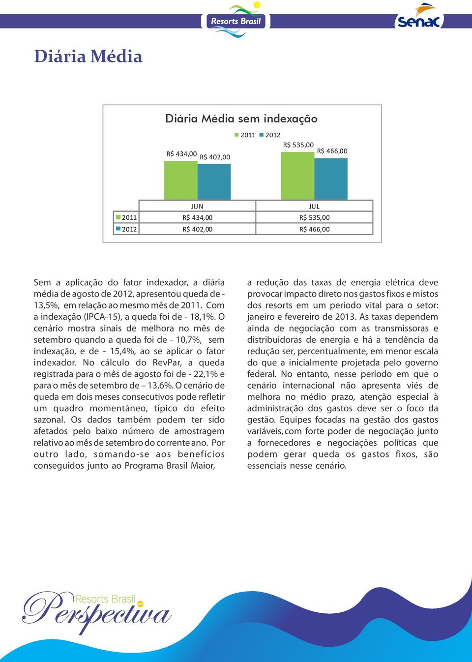 No cálculo do RevPar, a queda registrada para o mês de agosto foi de - 22,1% e para o mês de setembro de 13,6%.