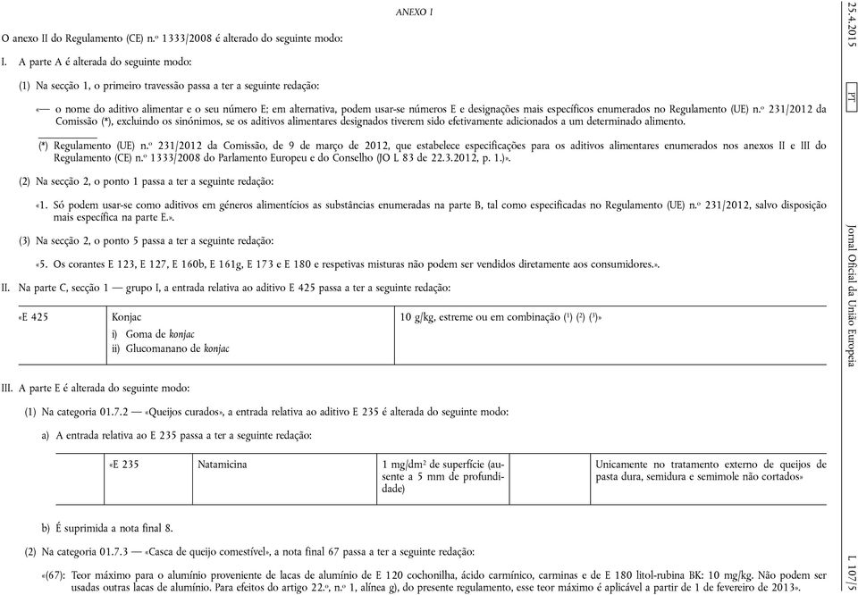 números E e designações mais específicos enumerados no Regulamento (UE) n.