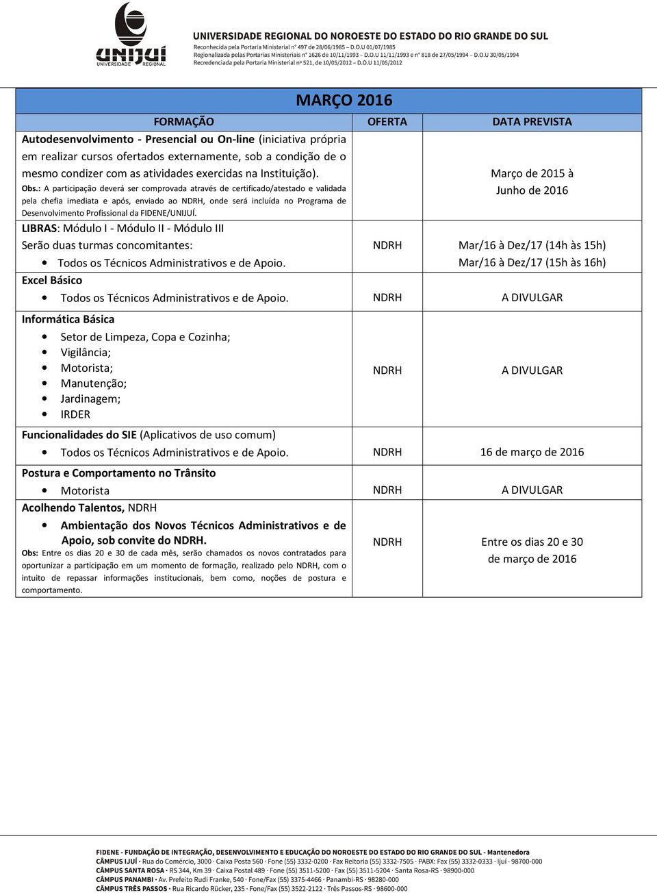 A DIVULGAR Informática Básica Setor de Limpeza, Copa e Cozinha; Vigilância; Motorista; Manutenção; Jardinagem; IRDER A DIVULGAR Funcionalidades do SIE (Aplicativos de uso