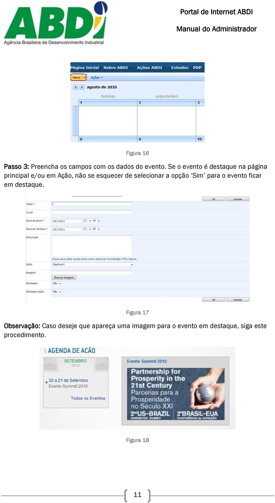 selecionar a opção Sim para o evento ficar em destaque.