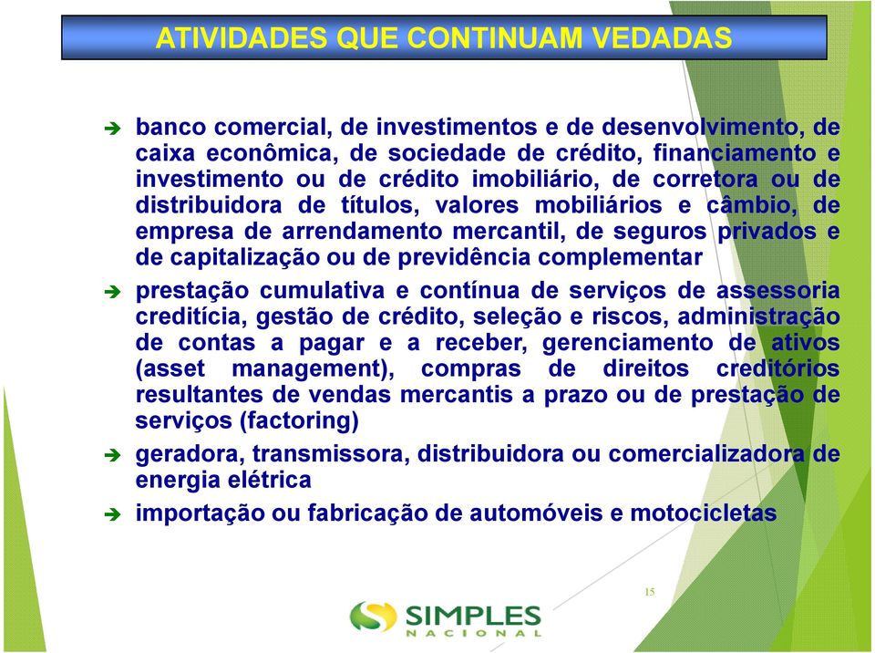 cumulativa e contínua de serviços de assessoria creditícia, gestão de crédito, seleção e riscos, administração de contas a pagar e a receber, gerenciamento de ativos (asset management), compras de