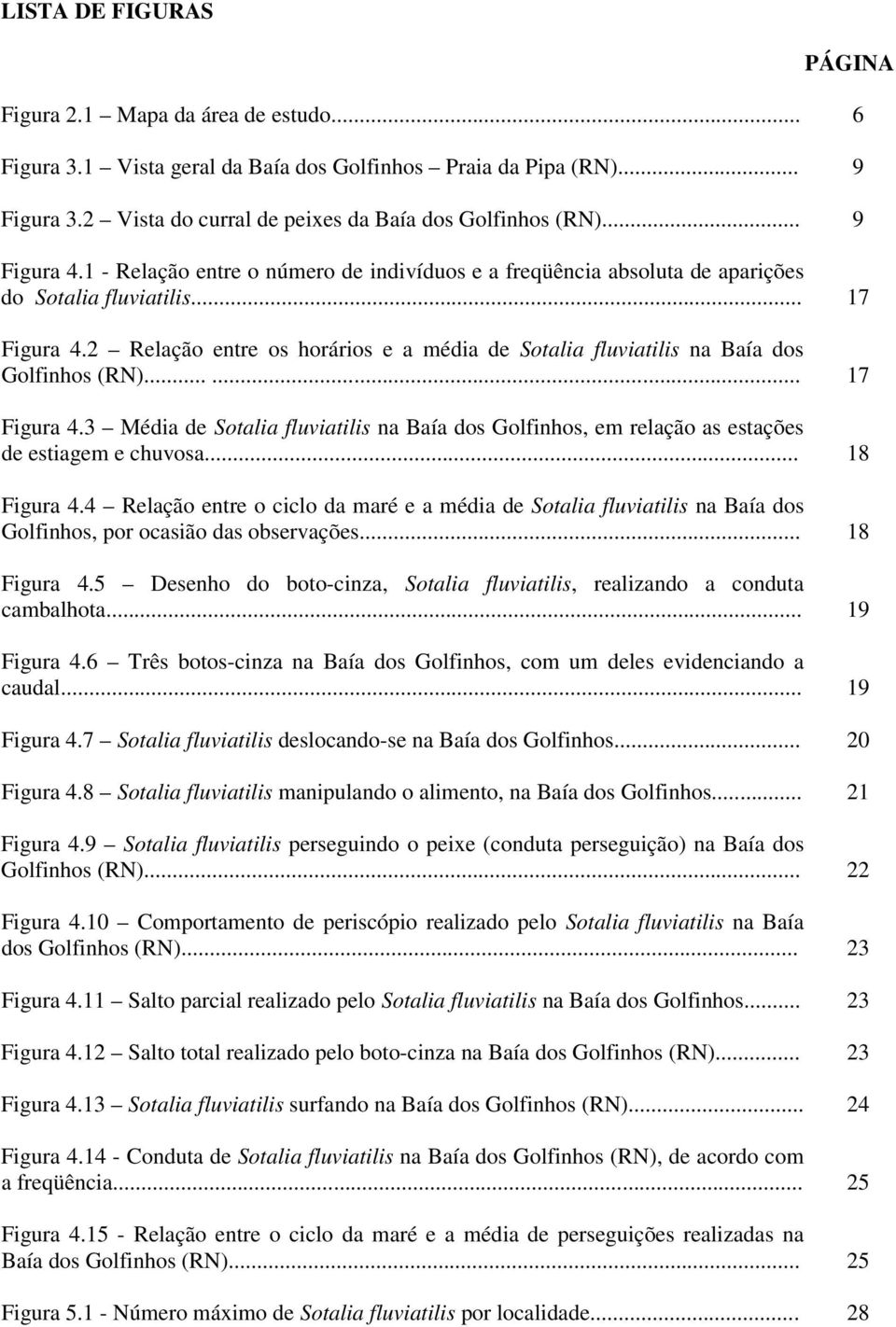 2 Relação entre os horários e a média de Sotalia fluviatilis na Baía dos Golfinhos (RN)...... 17 Figura 4.