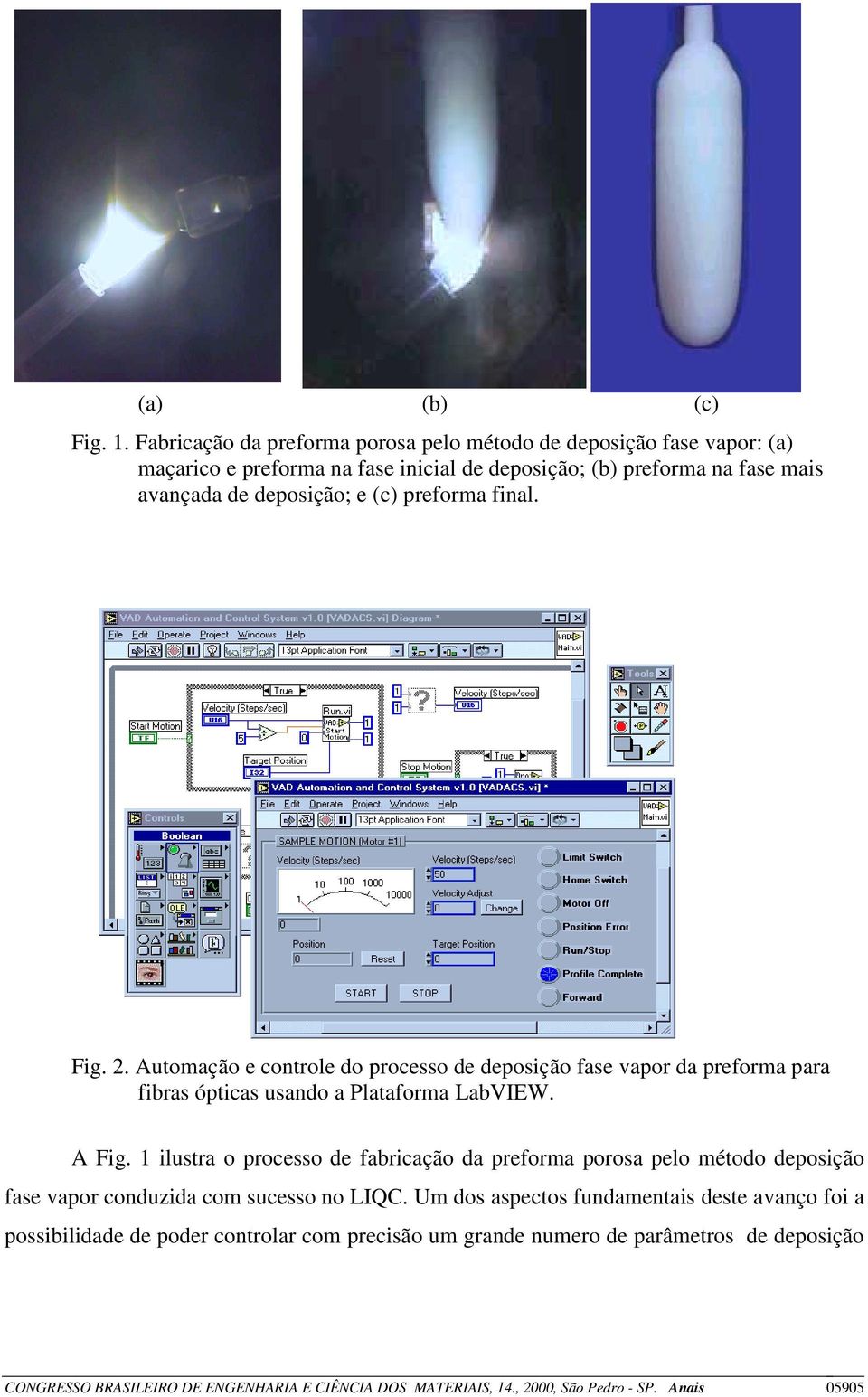 (c) preforma final. Fig. 2. Automação e controle do processo de deposição fase vapor da preforma para fibras ópticas usando a Plataforma LabVIEW. A Fig.