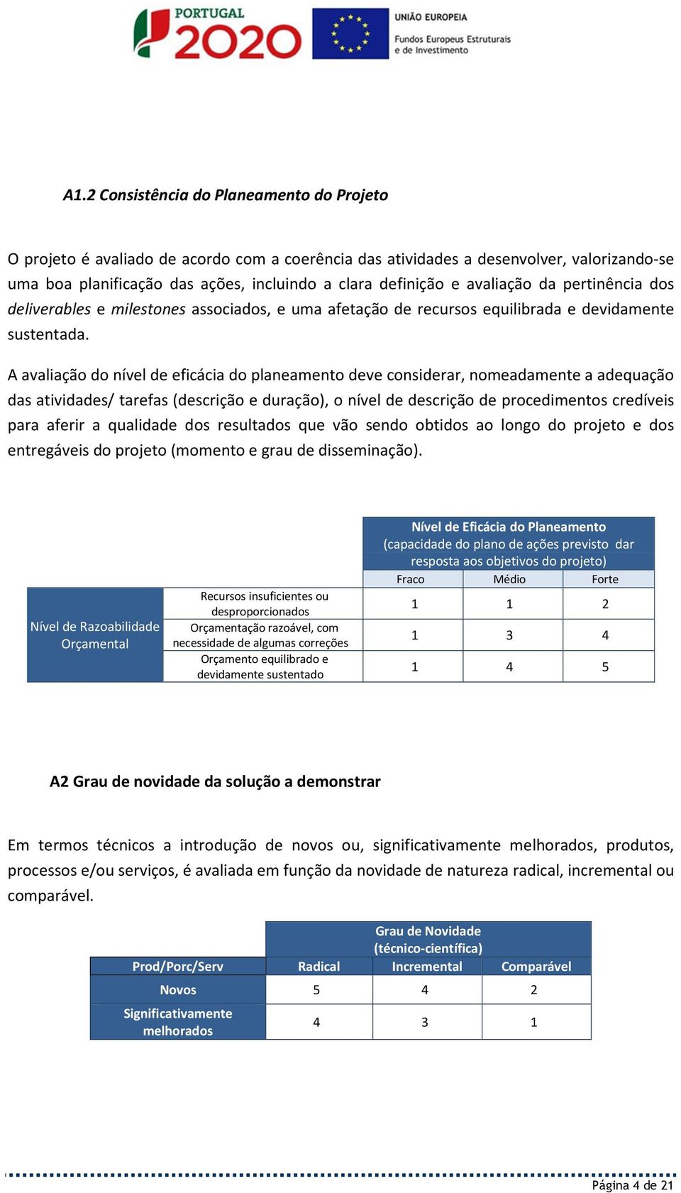 A avaliação do nível de eficácia do planeamento deve considerar, nomeadamente a adequação das atividades/ tarefas (descrição e duração), o nível de descrição de procedimentos credíveis para aferir a