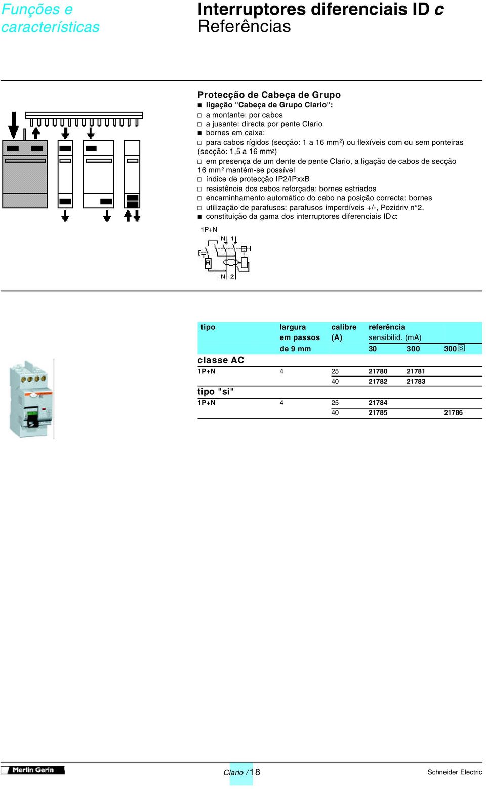 índice de protecção IP2/IPxxB v resistência dos cabos reforçada: bornes estriados v encaminhamento automático do cabo na posição correcta: bornes v utilização de parafusos: parafusos imperdíveis +/-,
