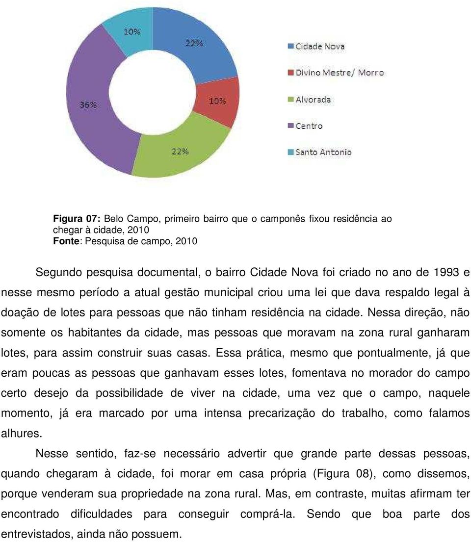 Nessa direção, não somente os habitantes da cidade, mas pessoas que moravam na zona rural ganharam lotes, para assim construir suas casas.