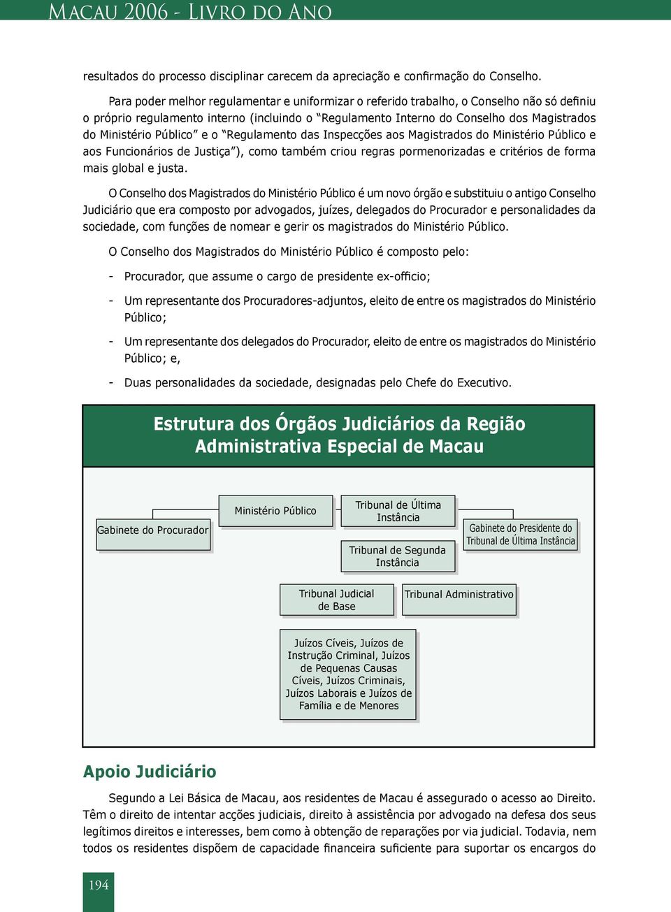 Público e o Regulamento das Inspecções aos Magistrados do Ministério Público e aos Funcionários de Justiça ), como também criou regras pormenorizadas e critérios de forma mais global e justa.