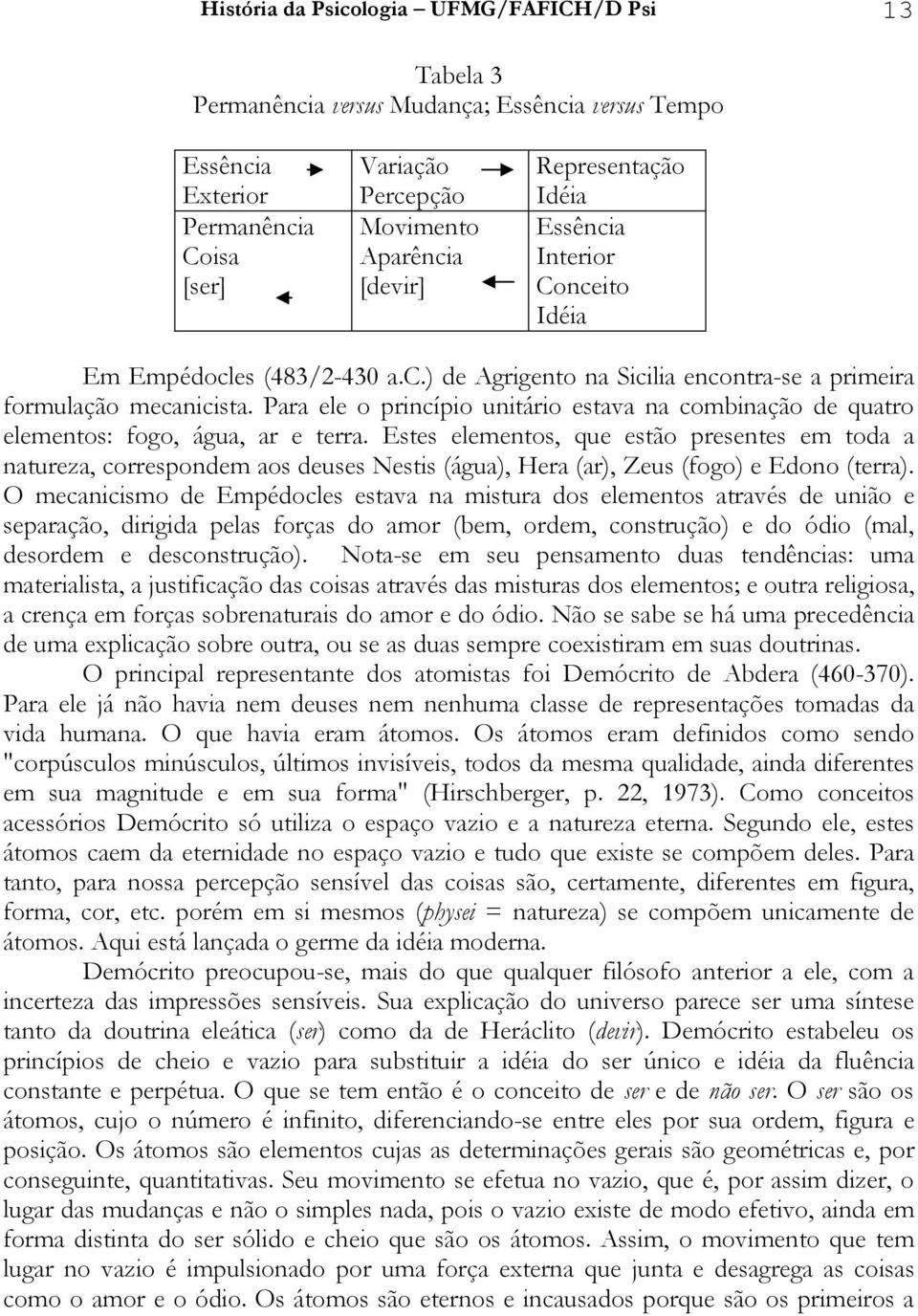 Para ele o princípio unitário estava na combinação de quatro elementos: fogo, água, ar e terra.