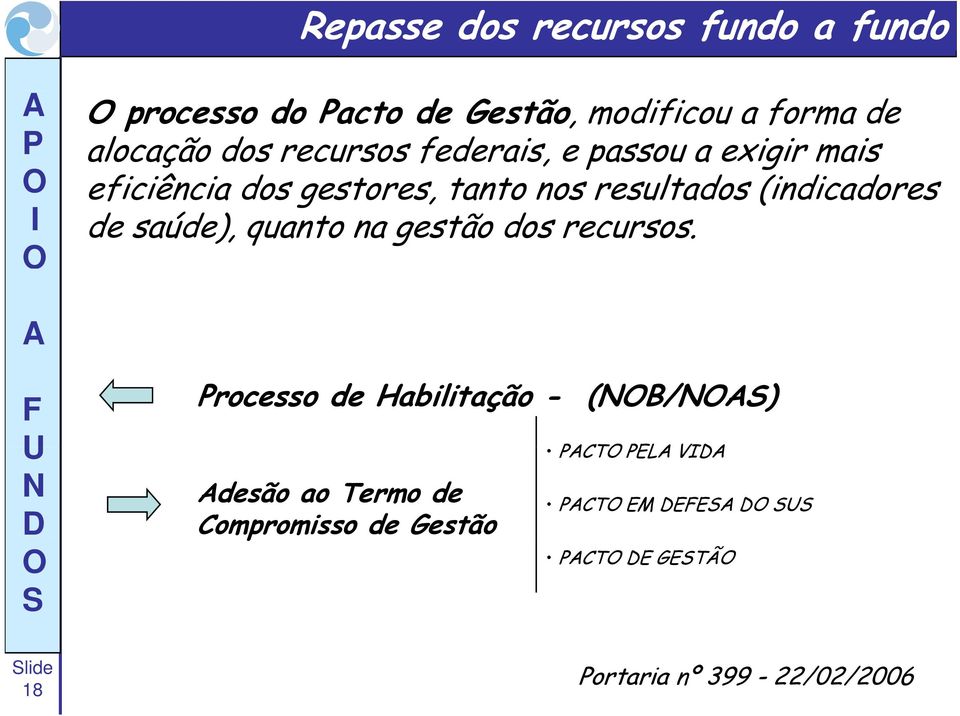 resultados (indicadores d de saúde), quanto na gestão dos recursos.