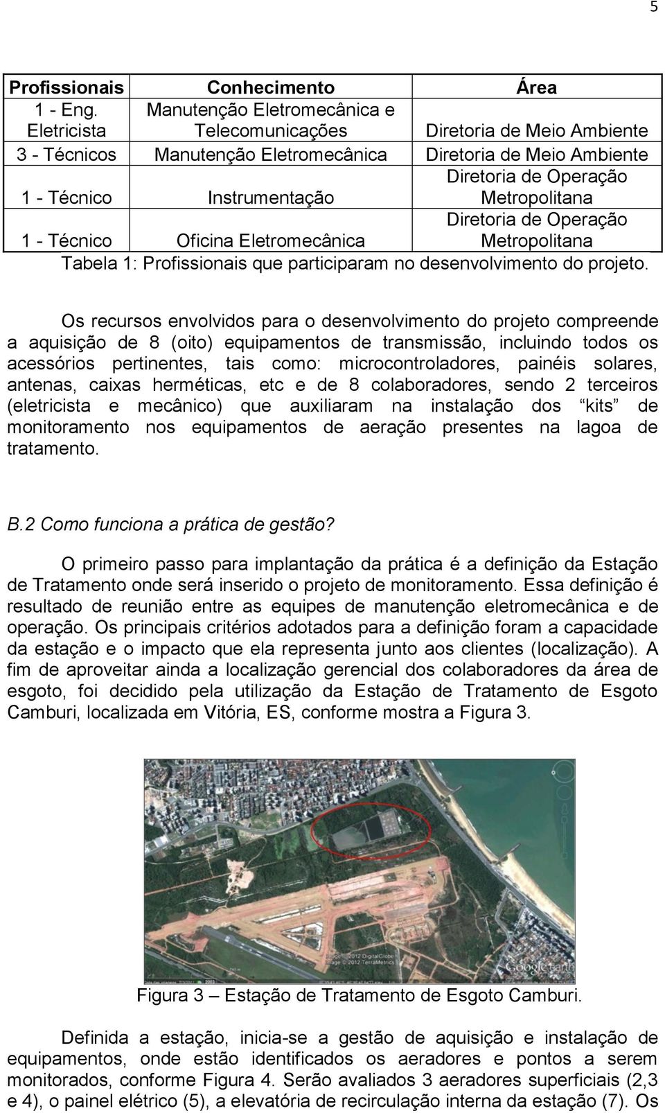 Metropolitana 1 - Técnico Oficina Eletromecânica Diretoria de Operação Metropolitana Tabela 1: Profissionais que participaram no desenvolvimento do projeto.