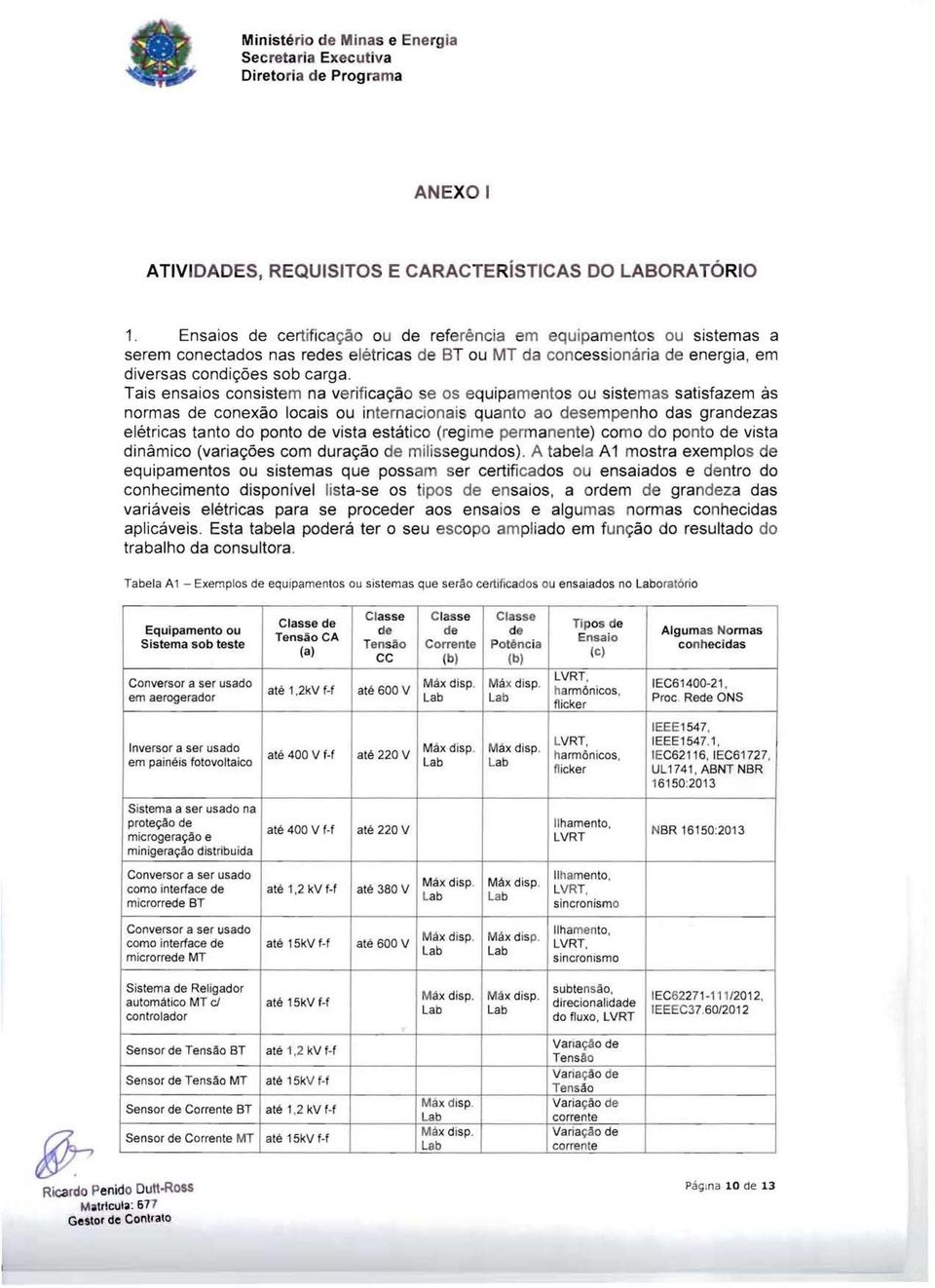 Tais ensaios consistem na verificação se os equipamentos ou sistemas satisfazem ás normas de conexão locais ou internacionais quanto ao desempenho das grandezas elétricas tanto do ponto de vista