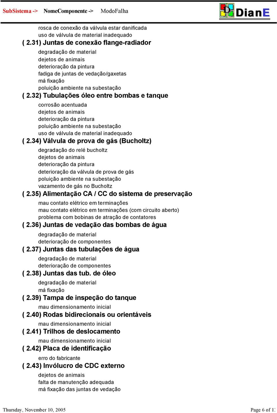 35) Alimentação CA / CC do sistema de preservação mau contato elétrico em terminações mau contato elétrico em terminações (com circuito aberto) problema com bobinas de atração de contatores ( 2.