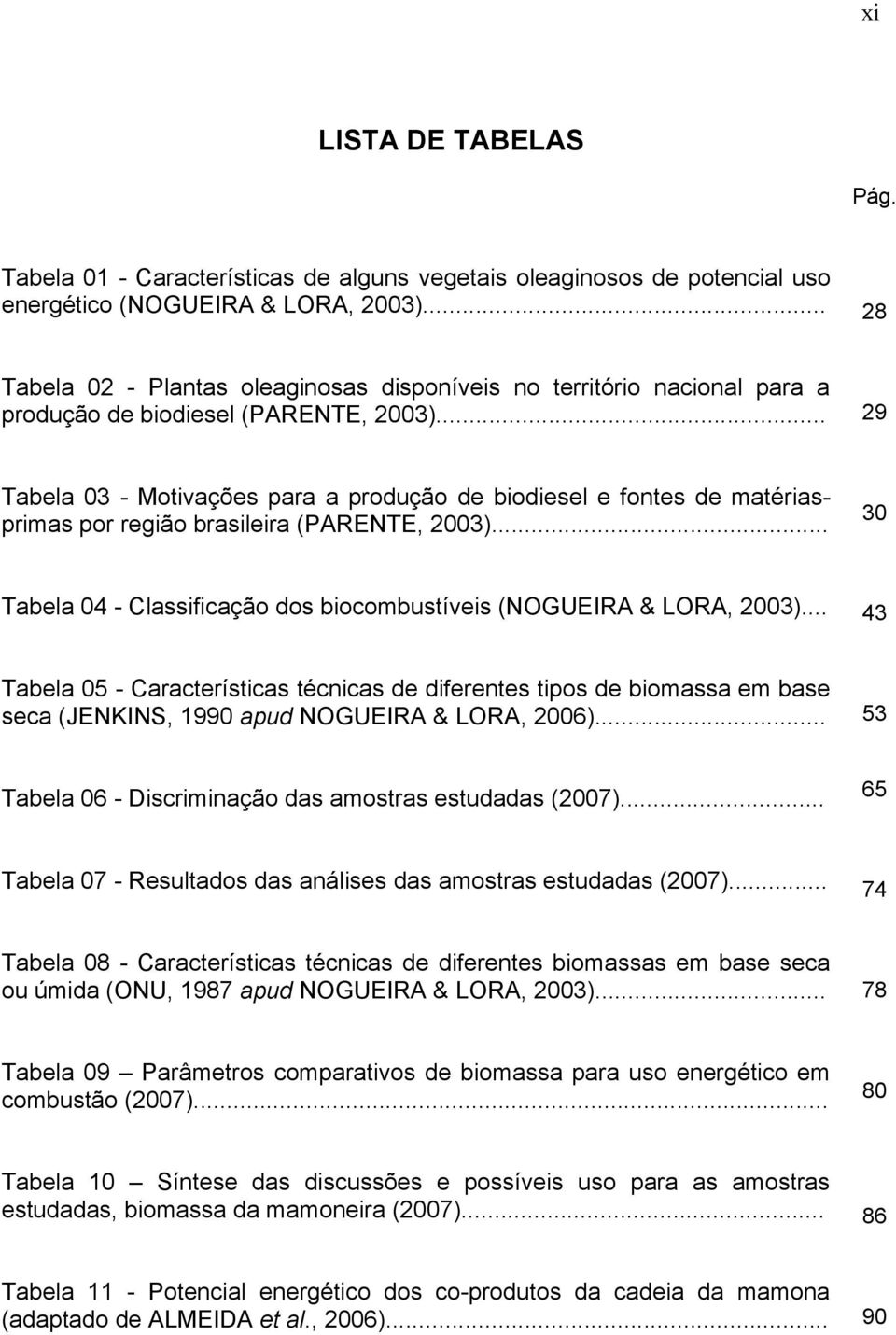 .. 29 Tabela 03 - Motivações para a produção de biodiesel e fontes de matériasprimas por região brasileira (PARENTE, 2003)... 30 Tabela 04 - Classificação dos biocombustíveis (NOGUEIRA & LORA, 2003).