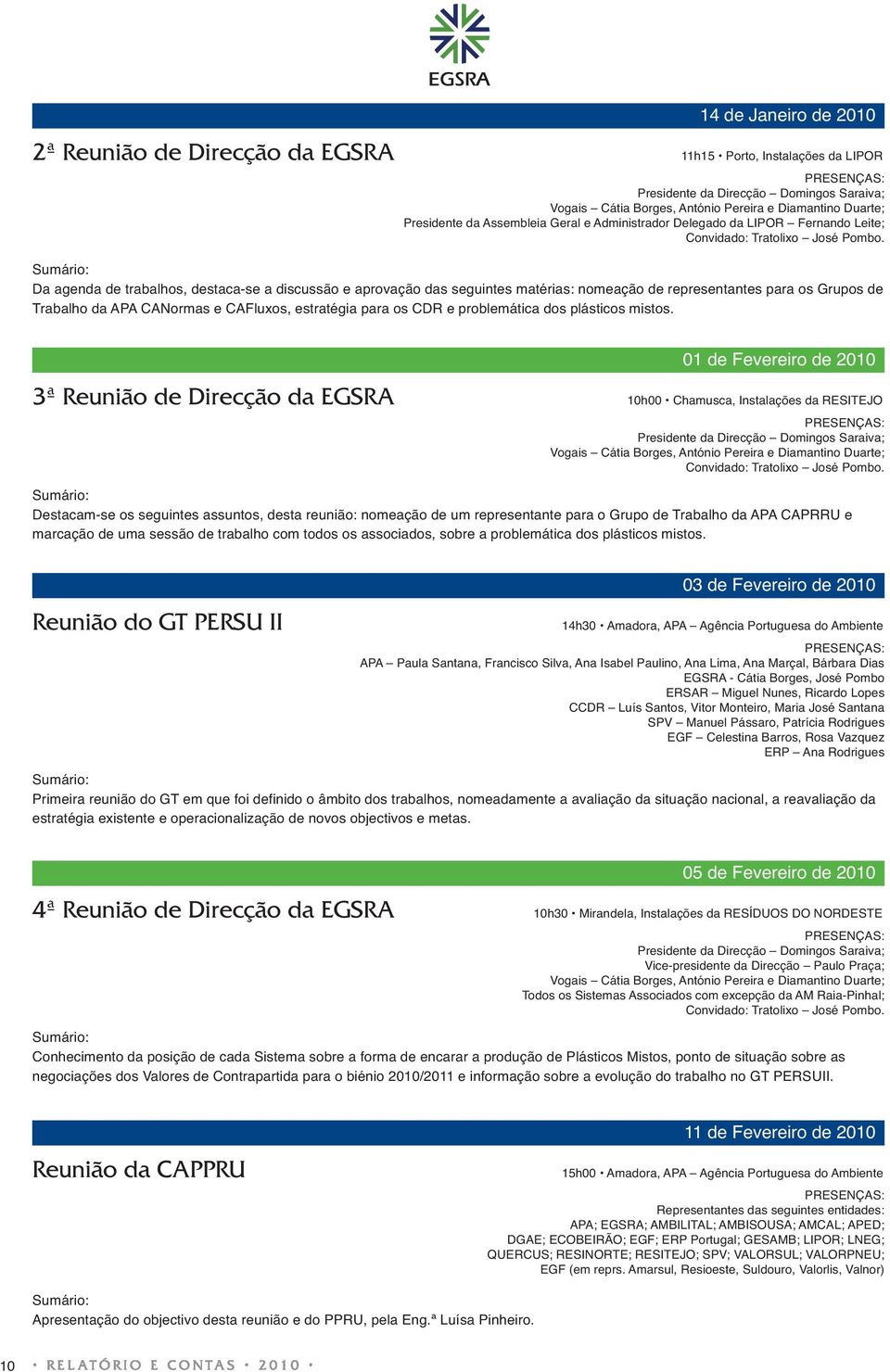 Da agenda de trabalhos, destaca-se a discussão e aprovação das seguintes matérias: nomeação de representantes para os Grupos de Trabalho da APA CANormas e CAFluxos, estratégia para os CDR e