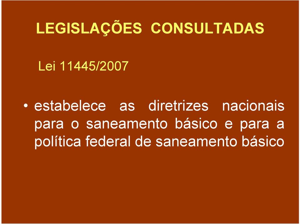 nacionais para o saneamento básico e