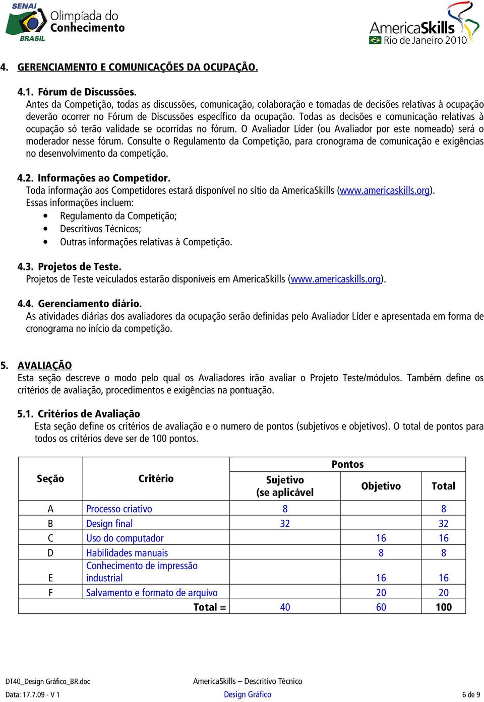 Todas as decisões e comunicação relativas à ocupação só terão validade se ocorridas no fórum. O Avaliador Líder (ou Avaliador por este nomeado) será o moderador nesse fórum.