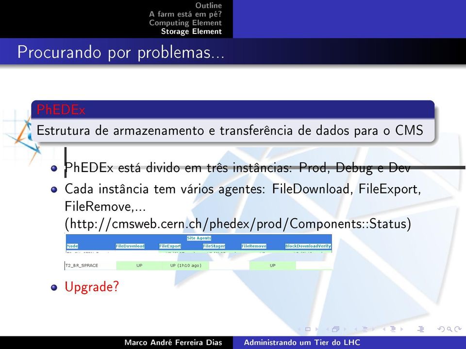 PhEDEx está divido em três instâncias: Prod, Debug e Dev Cada instância